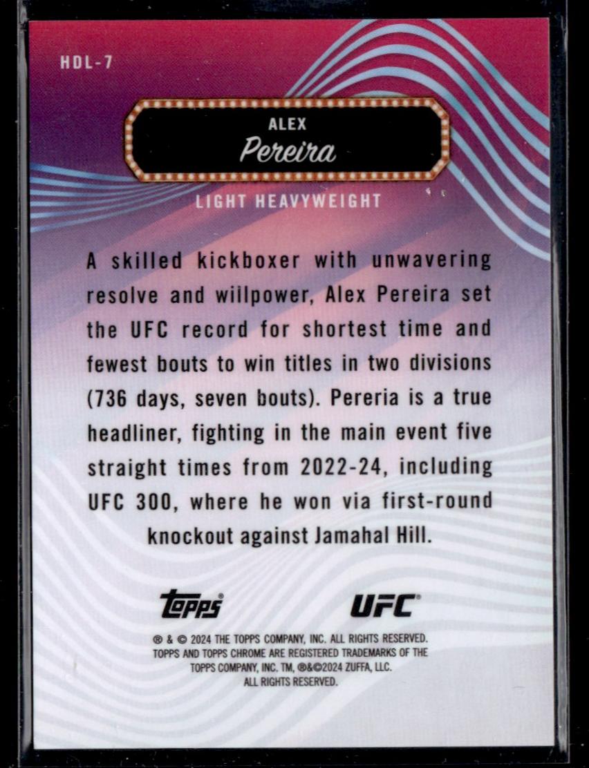 2024 Topps Finest Headliners Alex Pereira #HDL-7 /50