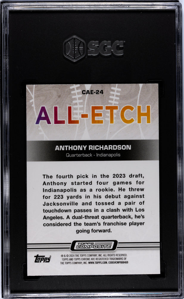 2023 Topps Chrome #CAE-24 Anthony Richardson All-Etch Xfractor Rookie SGC 10