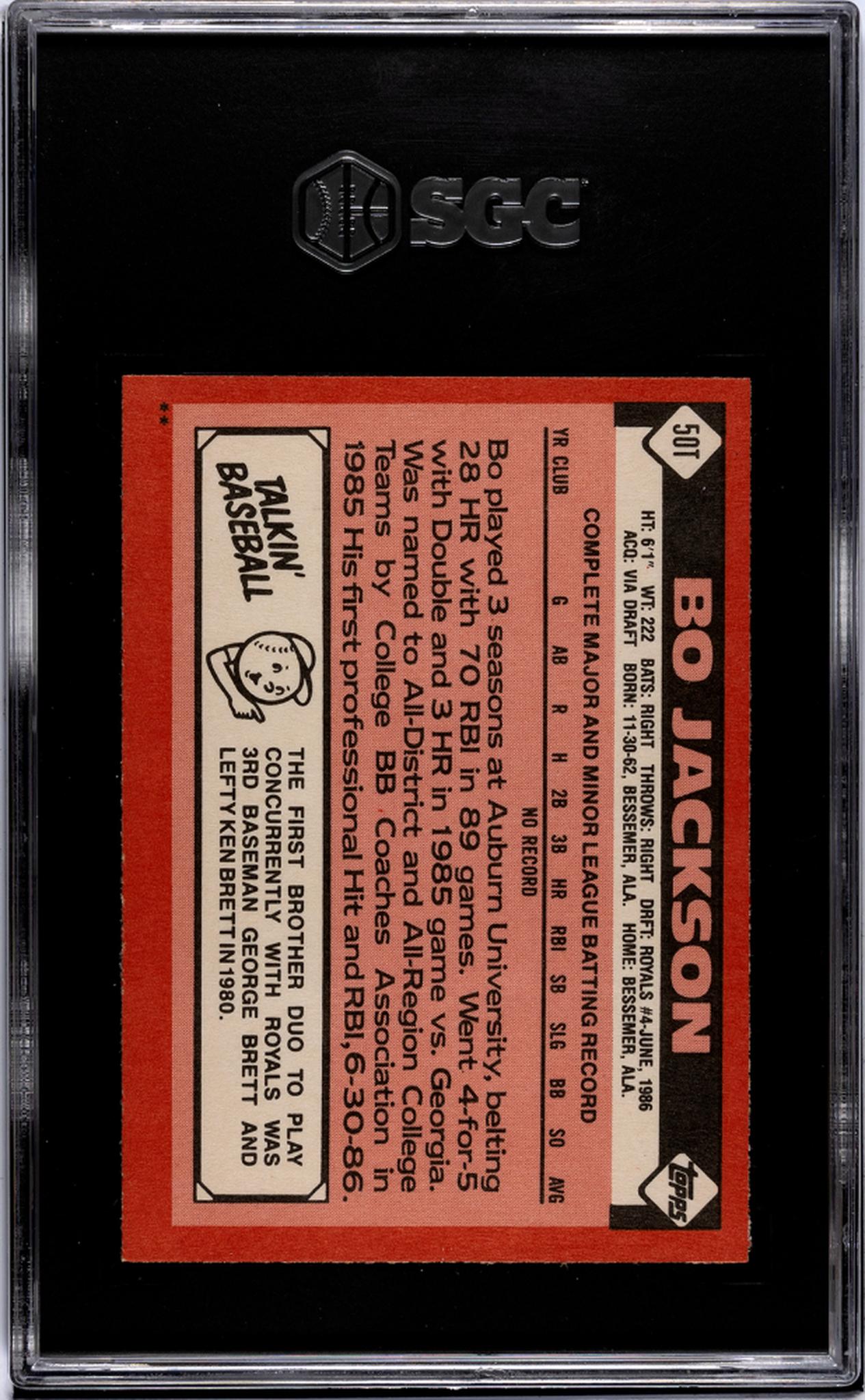 1986 Topps Traded Bo Jackson #50T XRC SGC 7.5