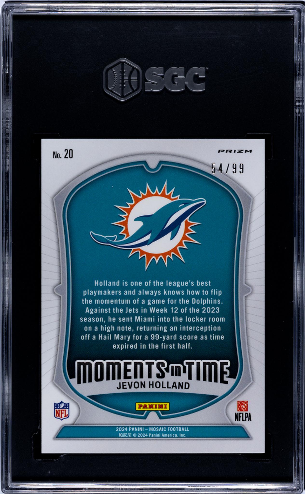 2024 Mosaic #20 Jevon Holland Moments in Time /99 SGC 9.5