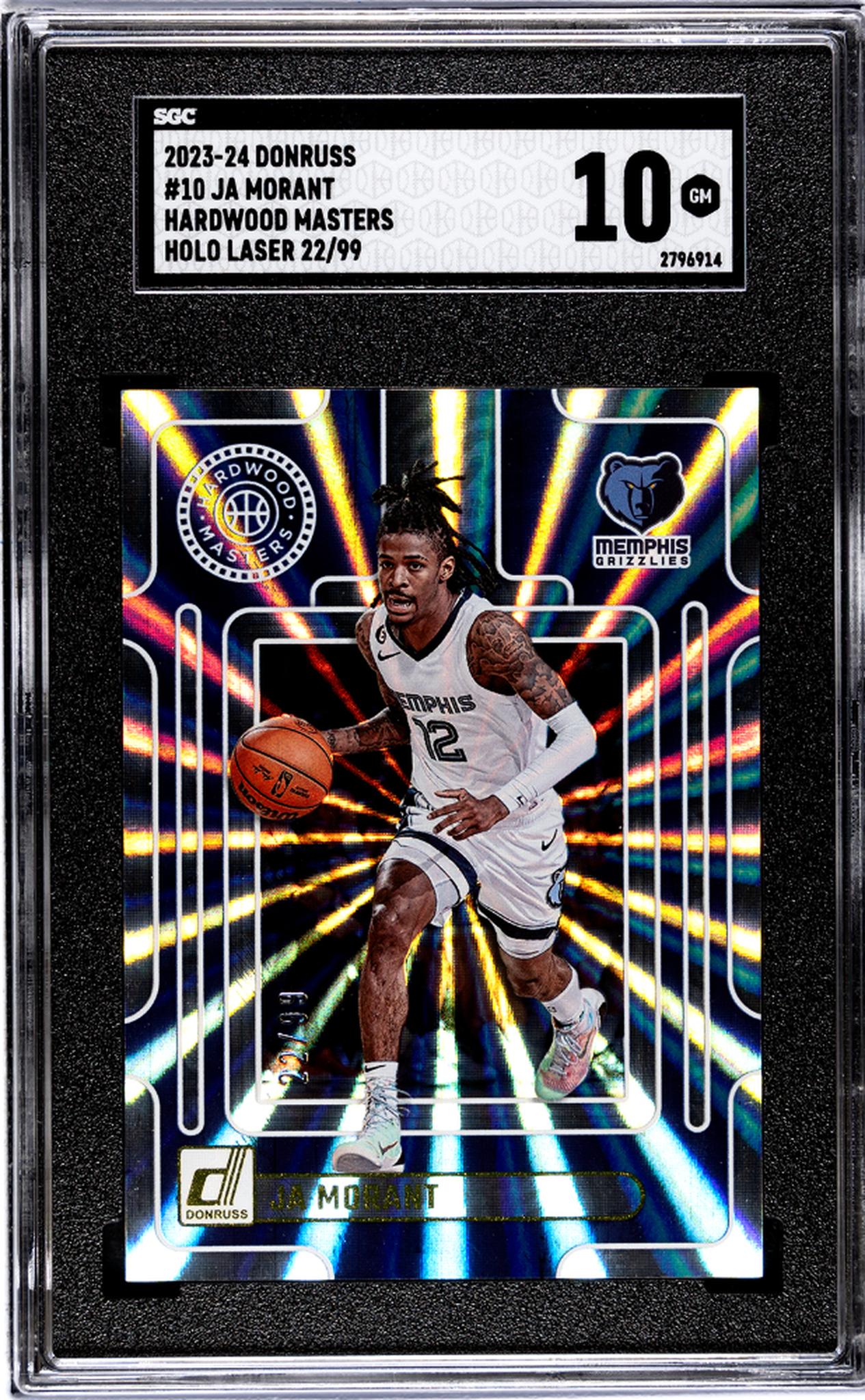2023-24 Donruss #10 Ja Morant Hardwood Masters Holo Laser /99 SGC 10