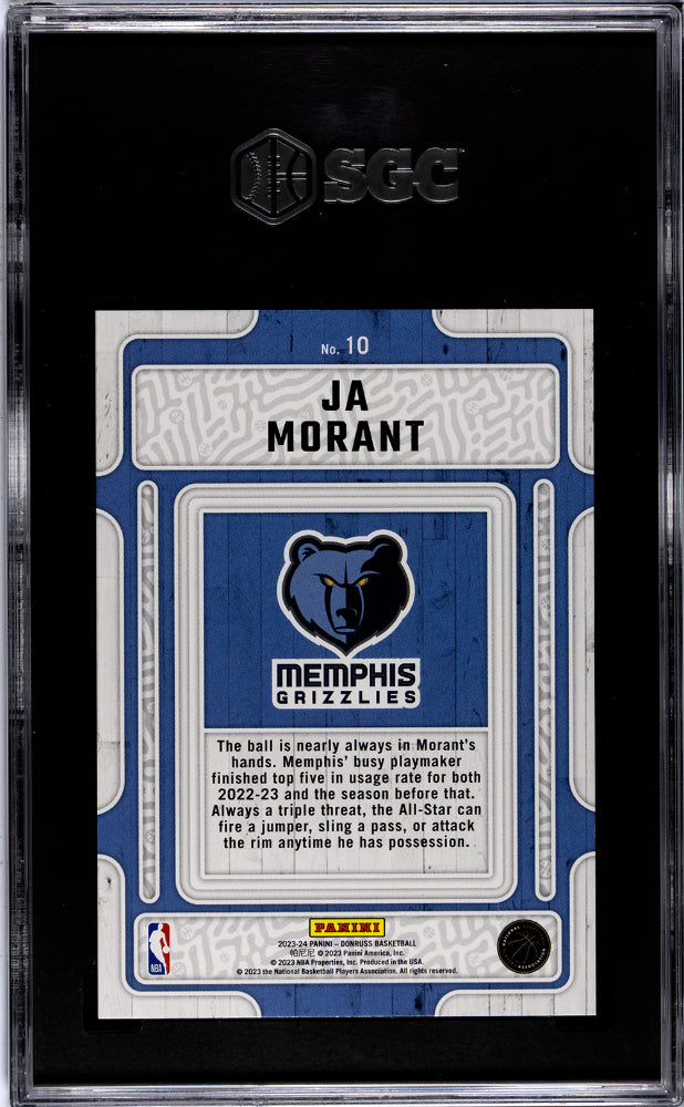 2023-24 Donruss #10 Ja Morant Hardwood Masters Holo Laser /99 SGC 10