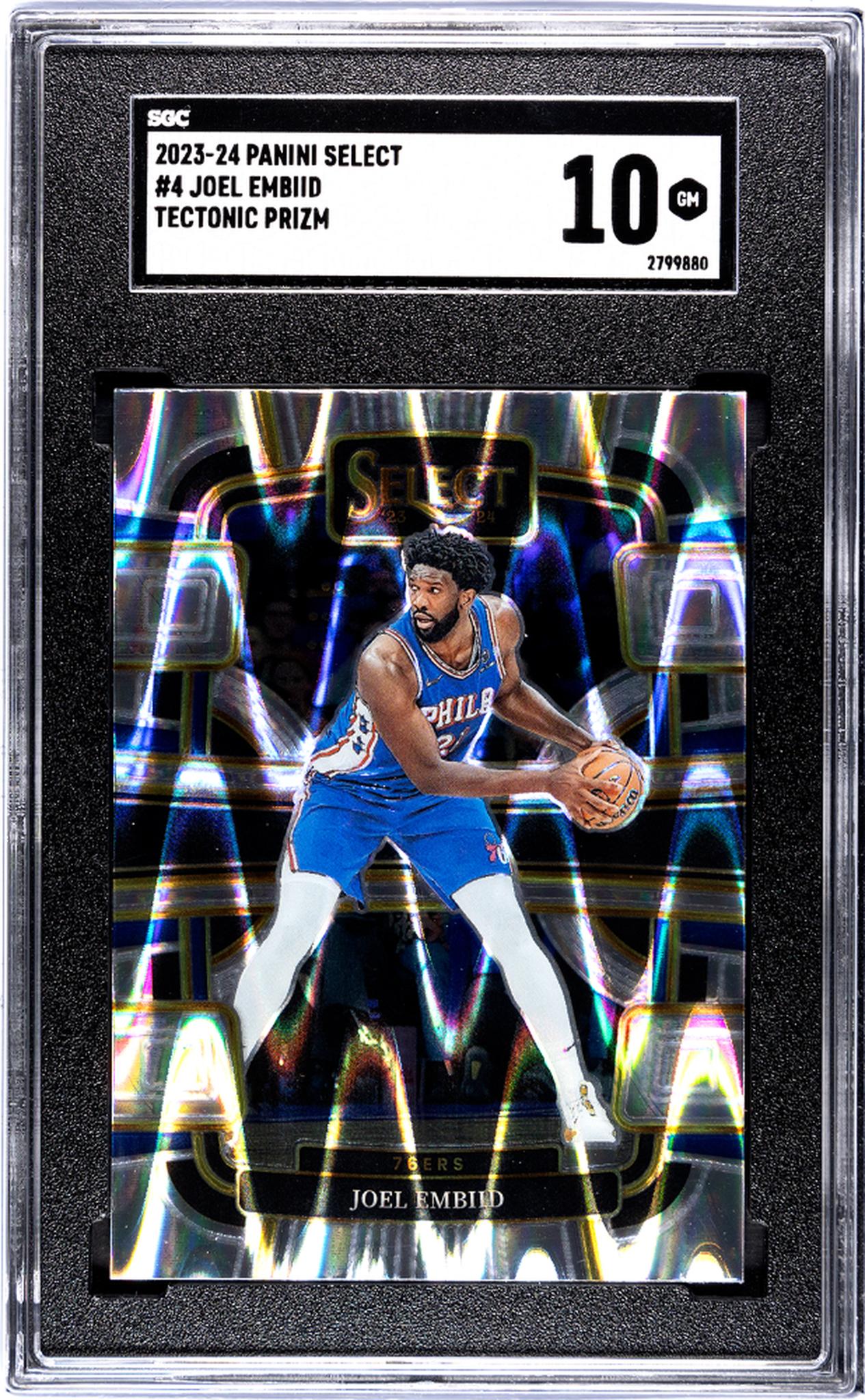 2023-24 Panini Select #4 Joel Embiid Tectonic Prizm SGC 10