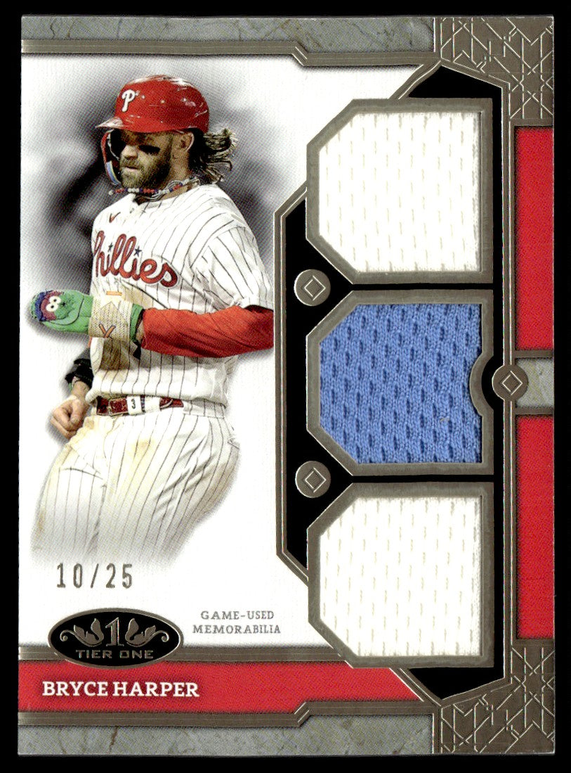 2024 Topps Tier One #T1R-BH Bryce Harper Triple Relic /25 jersey Phillies