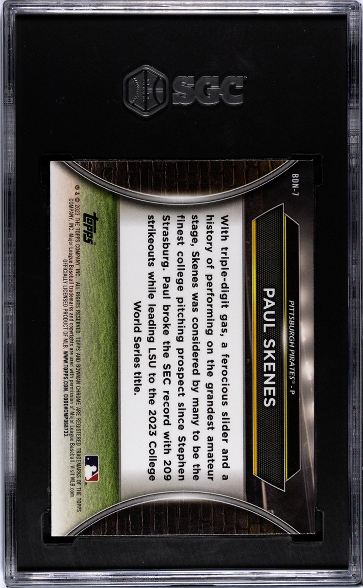 2023 Bowman Draft #BDN-7 Paul Skenes Draft Night SGC 10