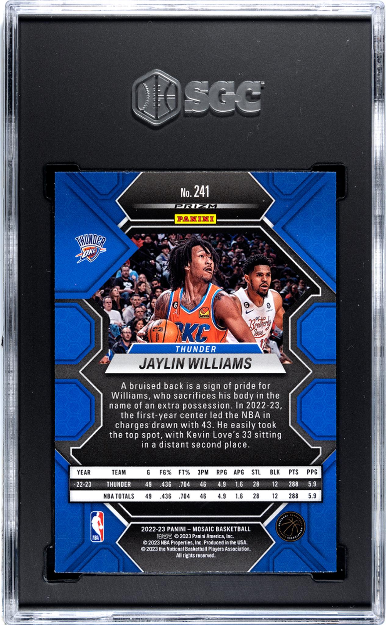 2022-23 Panini Mosaic Genesis Prizm Jaylin Williams #241 RC SGC 9.5