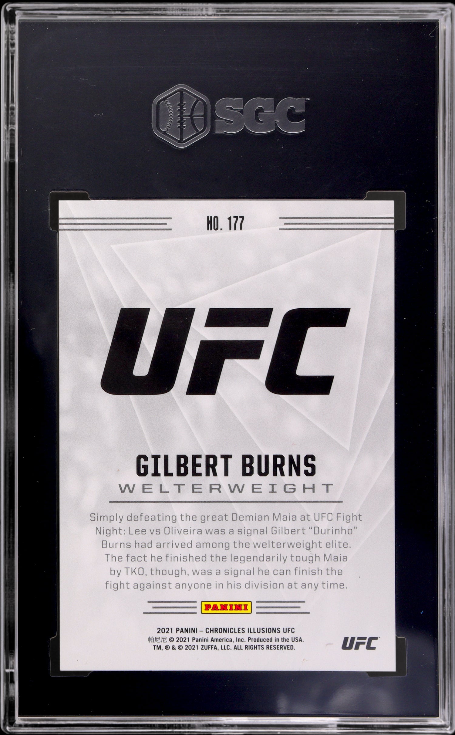 2021 Panini Chronicles Illusions Gilbert Burns #177 53/88 SGC 10 RC