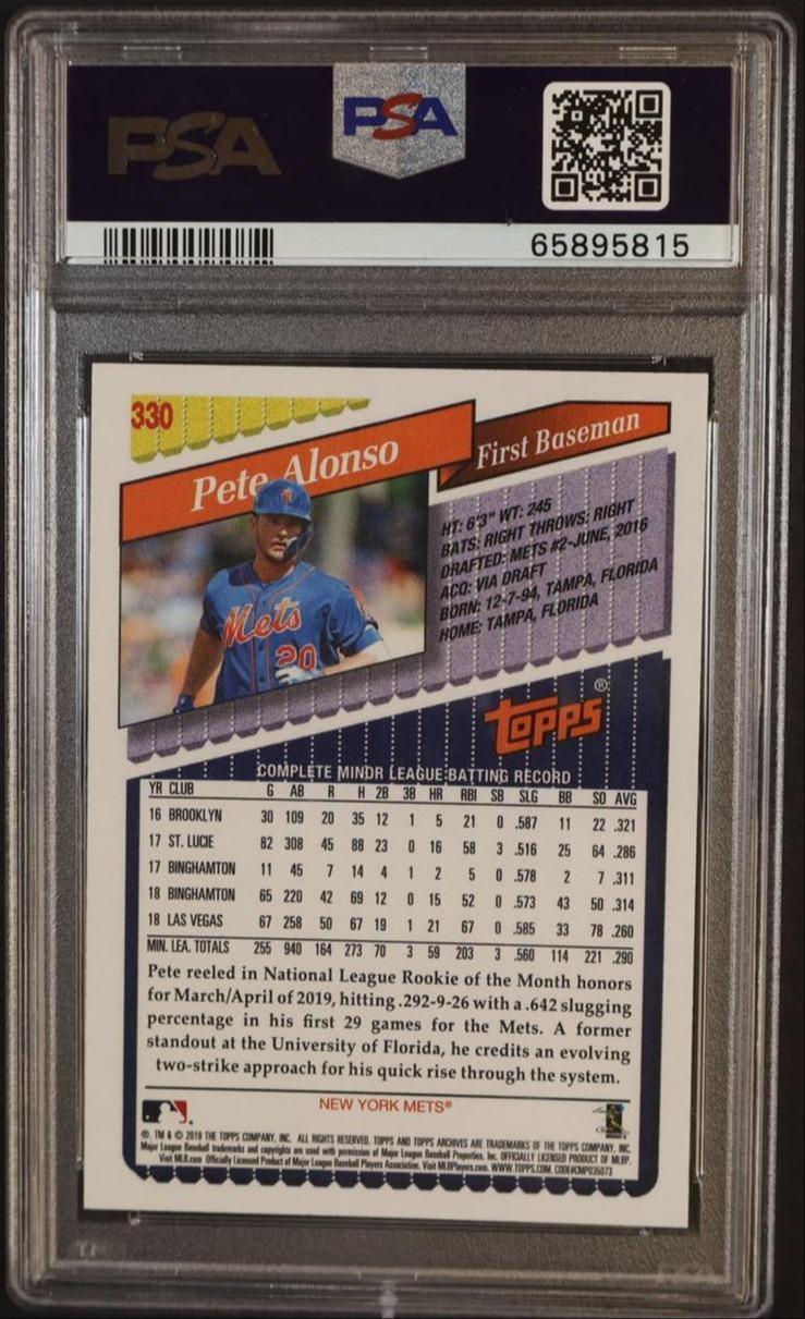 2019 Topps Archives Pete Alonso #330 PSA 0