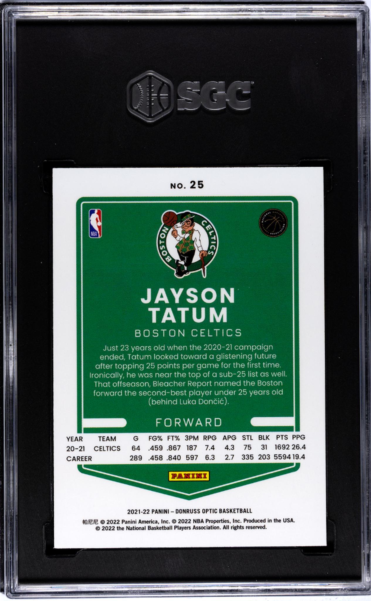 2021-22 Donruss Optic Jayson Tatum #25 SGC 9.5