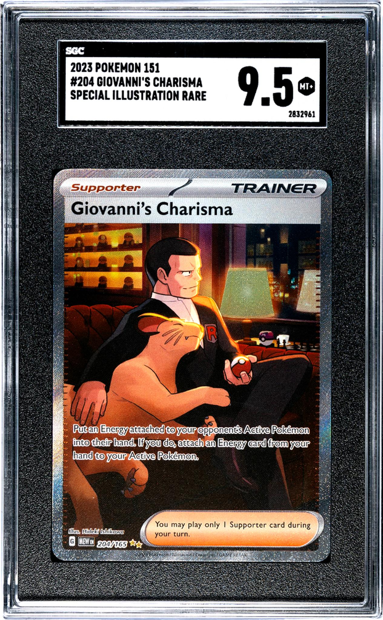 2023 Pokemon #204/165 Giovanni's Charisma Special Illustration Rare SGC 9.5