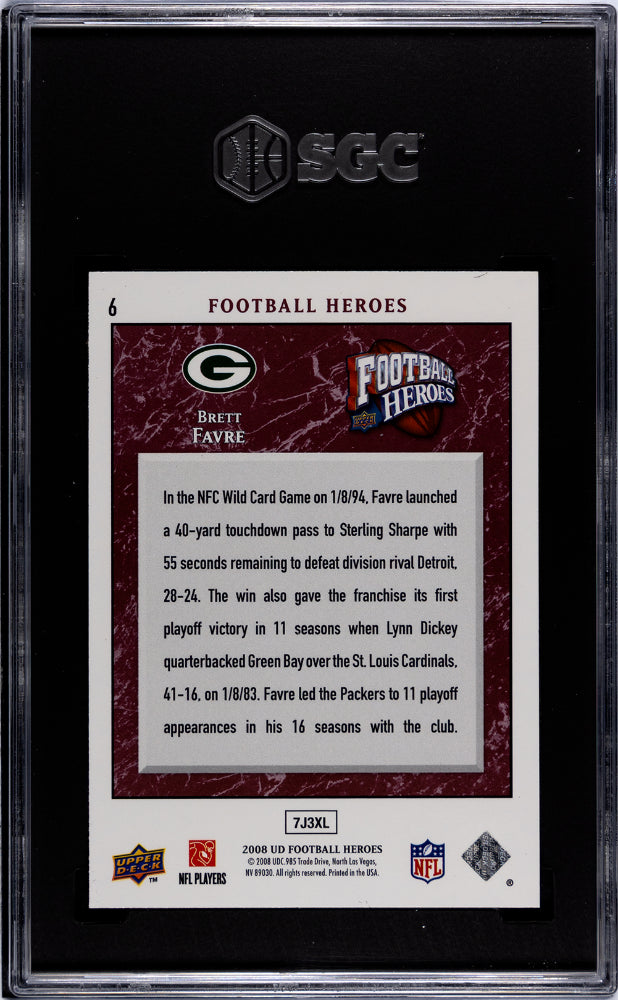 2008 Upper Deck Football Heroes Brett Favre #6 SGC 9