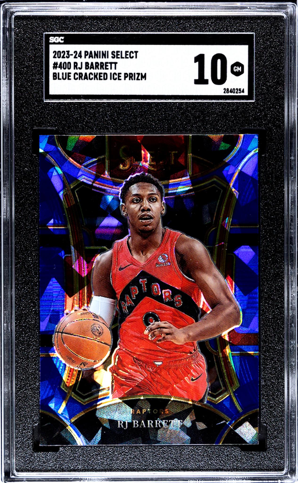 2023-24 Panini Select #400 Rj Barrett Blue Cracked Ice Prizm SGC 10