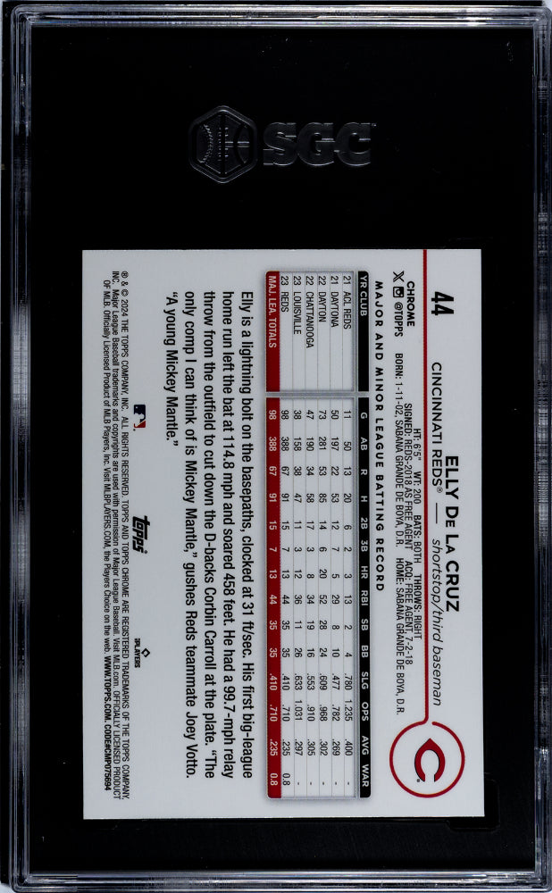 2024 Topps Chrome #44 Elly De La Cruz SGC 10