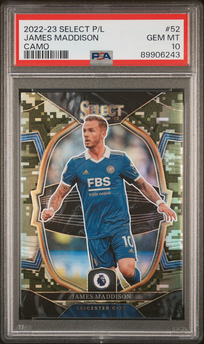 2022-23 Panini Select Premier League James Maddison #52 Camo /225 PSA 10