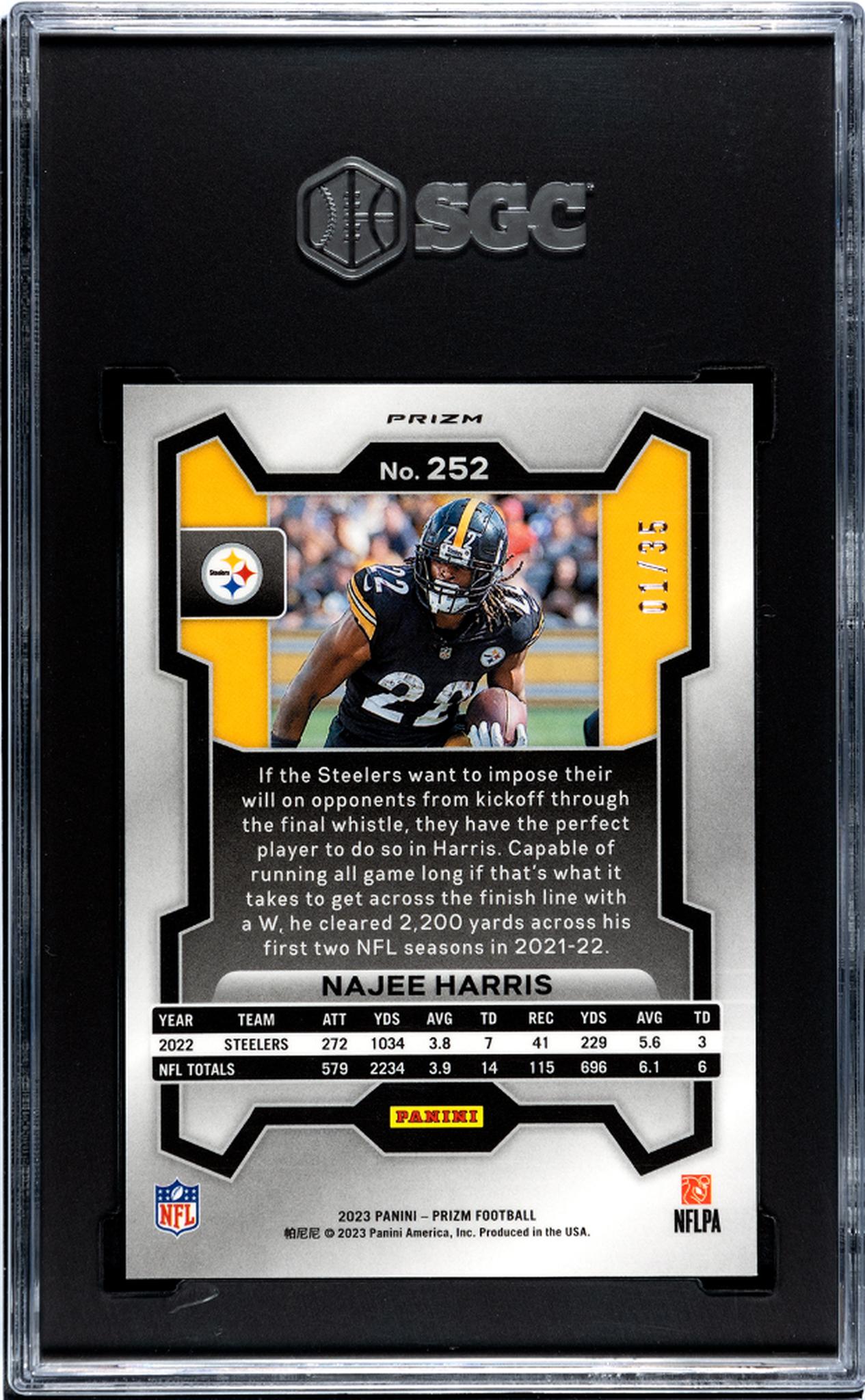 2023 Panini Prizm Red Shimmer Prizm Najee Harris #252 1/35 SGC 8.5