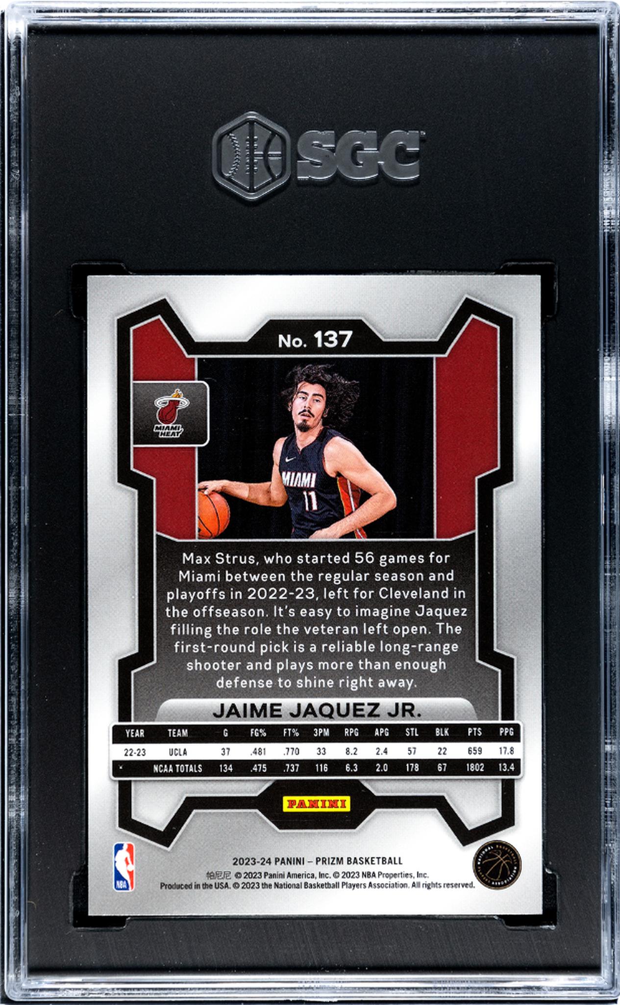 2023 Panini Prizm Jaime Jaquez Jr. #137 RC SGC 9.5
