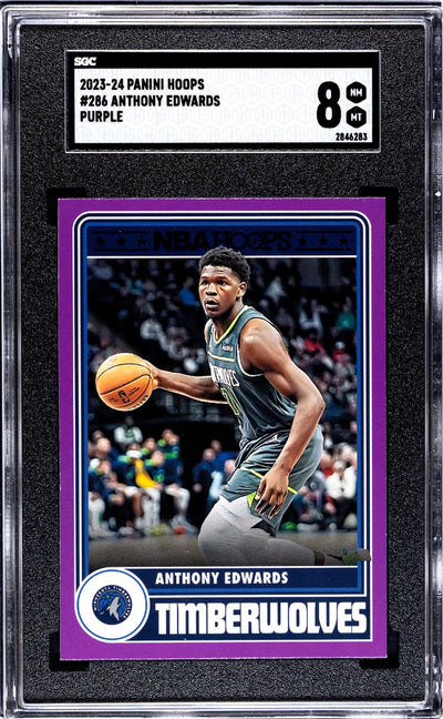 2023-24 Panini Hoops #286 Anthony Edwards Purple SGC 8