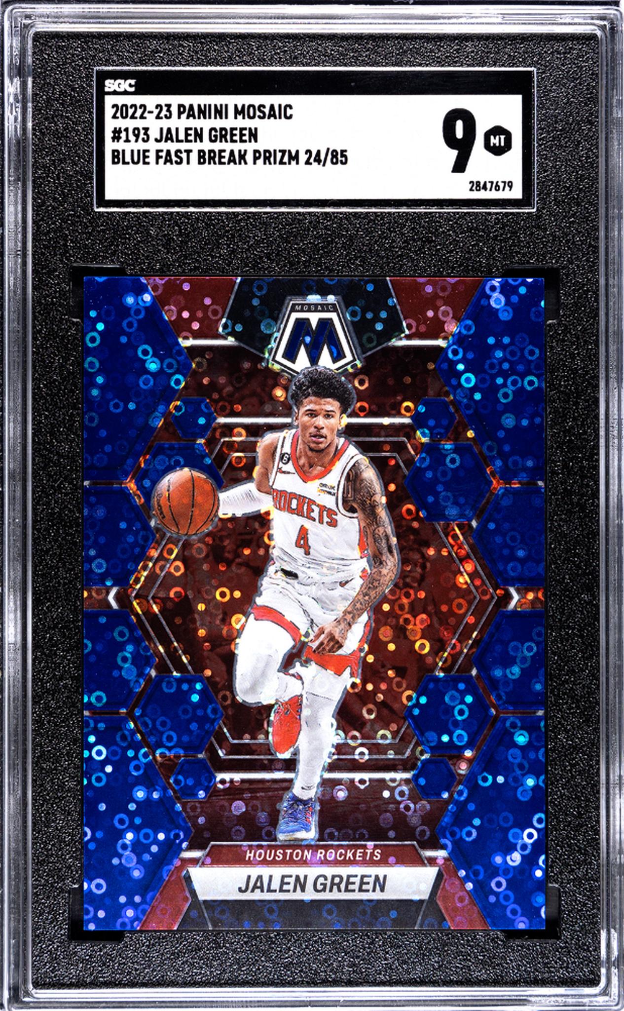 2022-23 Panini Mosaic Blue Fast Break Prizm Jalen Green #193 /85 SGC 9