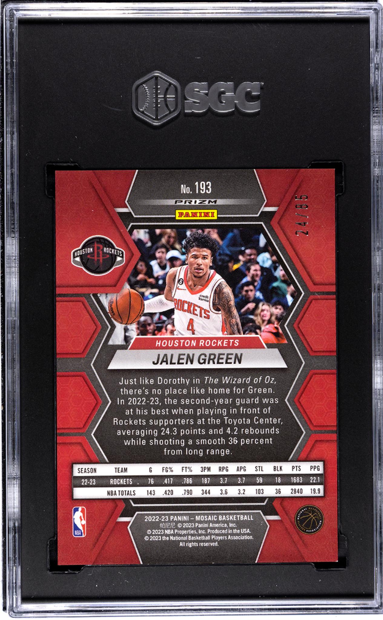 2022-23 Panini Mosaic Blue Fast Break Prizm Jalen Green #193 /85 SGC 9