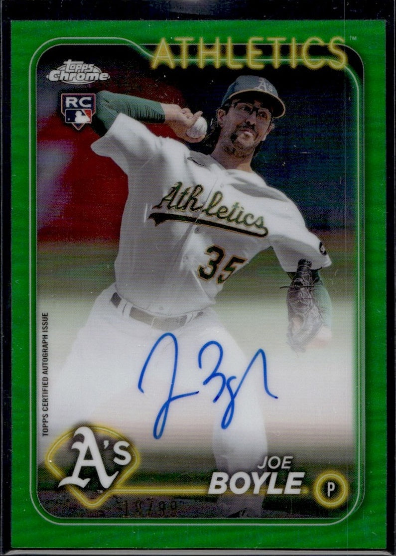 2024 Topps Chrome #RA-JBY Joe Boyle Green Rookie /99 Auto Oakland Athletics