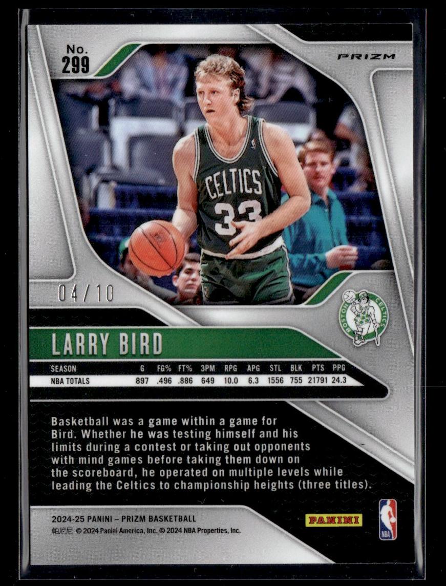2024 Panini Prizm Gold Larry Bird #299 Legends /10