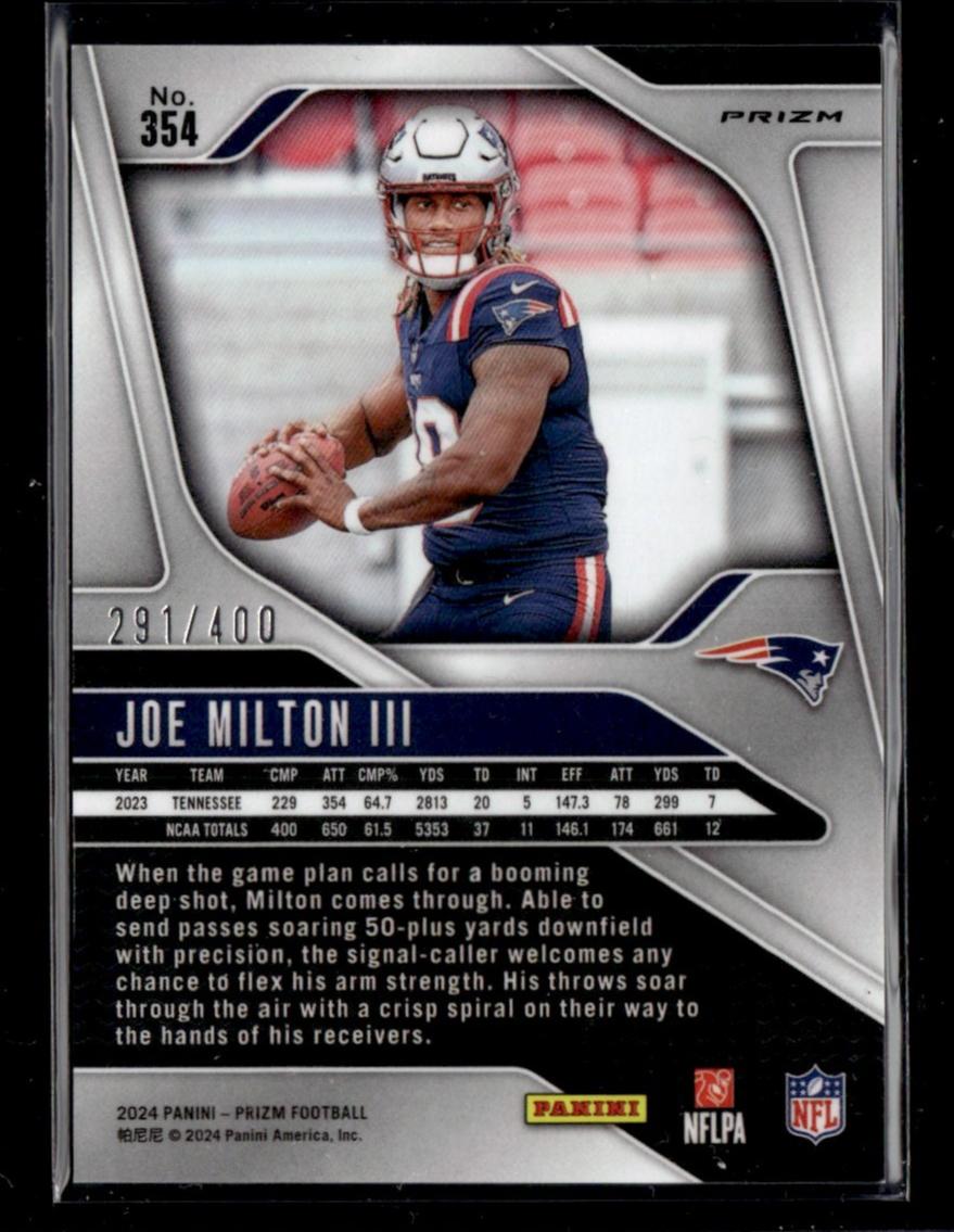 2024 Panini Prizm Joe Milton III #354 RC /400