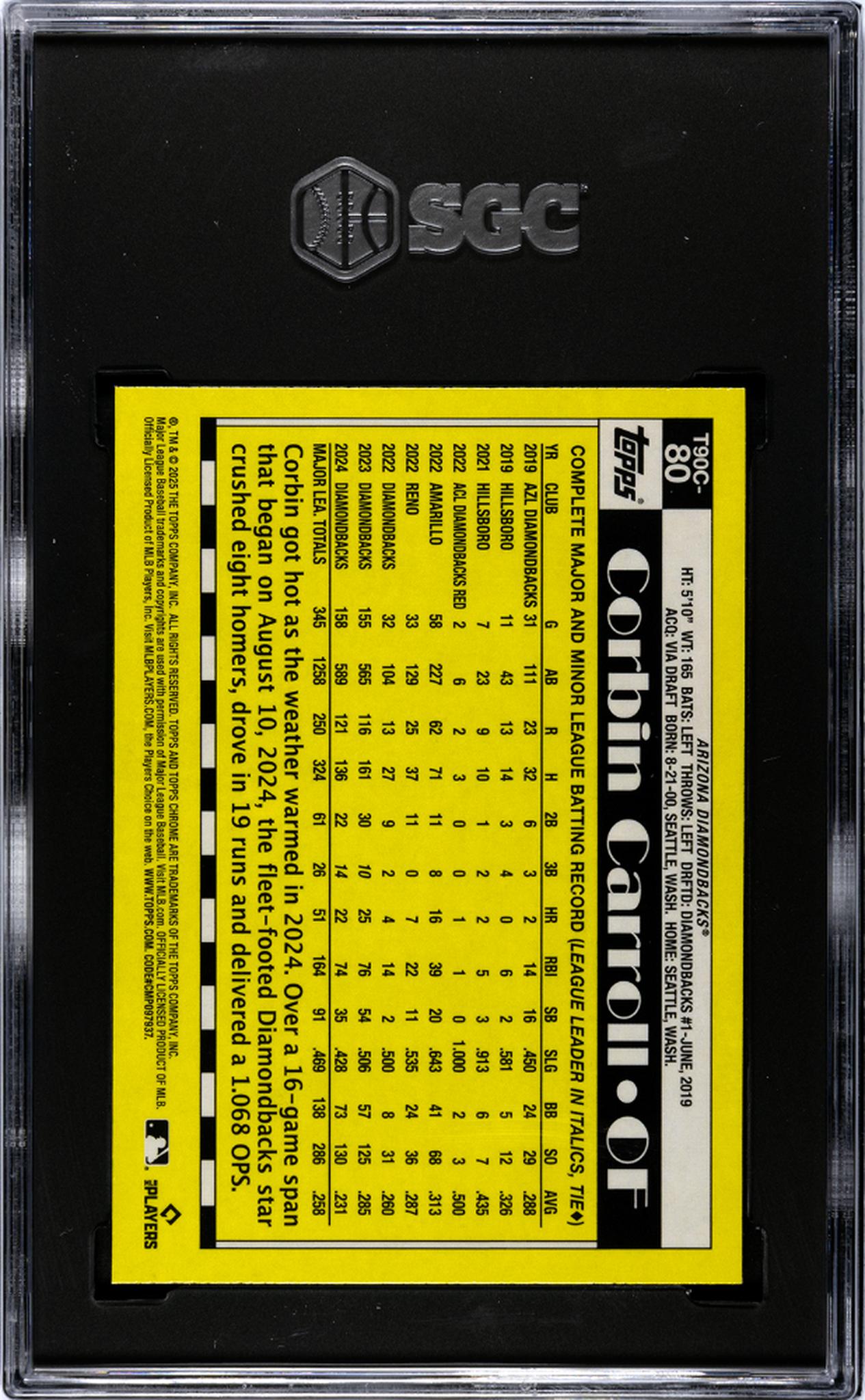 2025 Topps Chrome '90 Design Corbin Carroll #T90C-80 SGC 10
