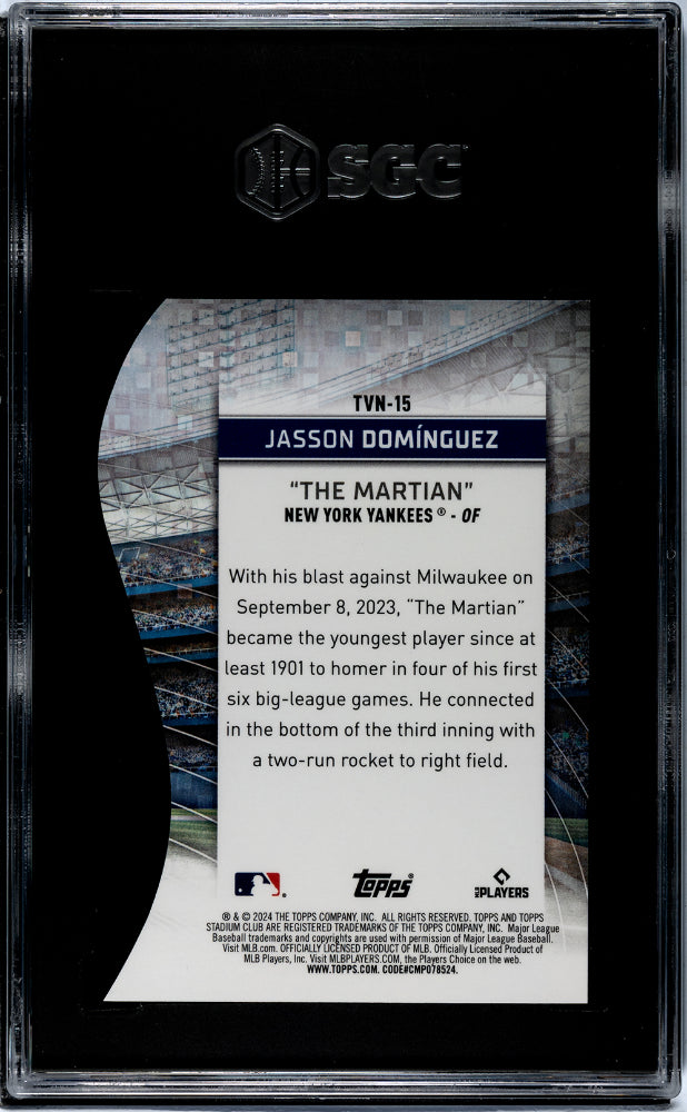 2024 Stadium Club Chrome #TVN-15 Jasson Dominguez Triumvirates Nicknames SGC 10