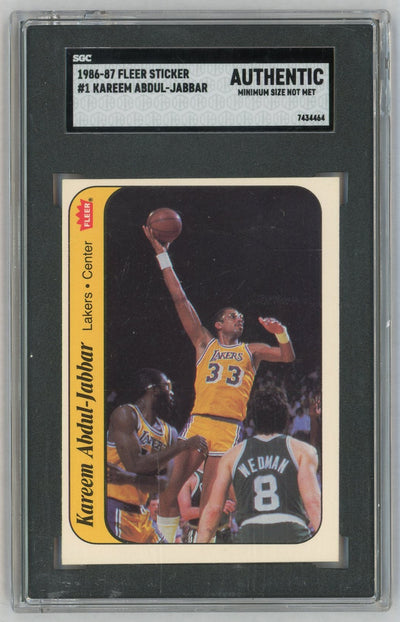 1986 Fleer Sticker Kareem Abdul-Jabbar #1 SGC Authentic