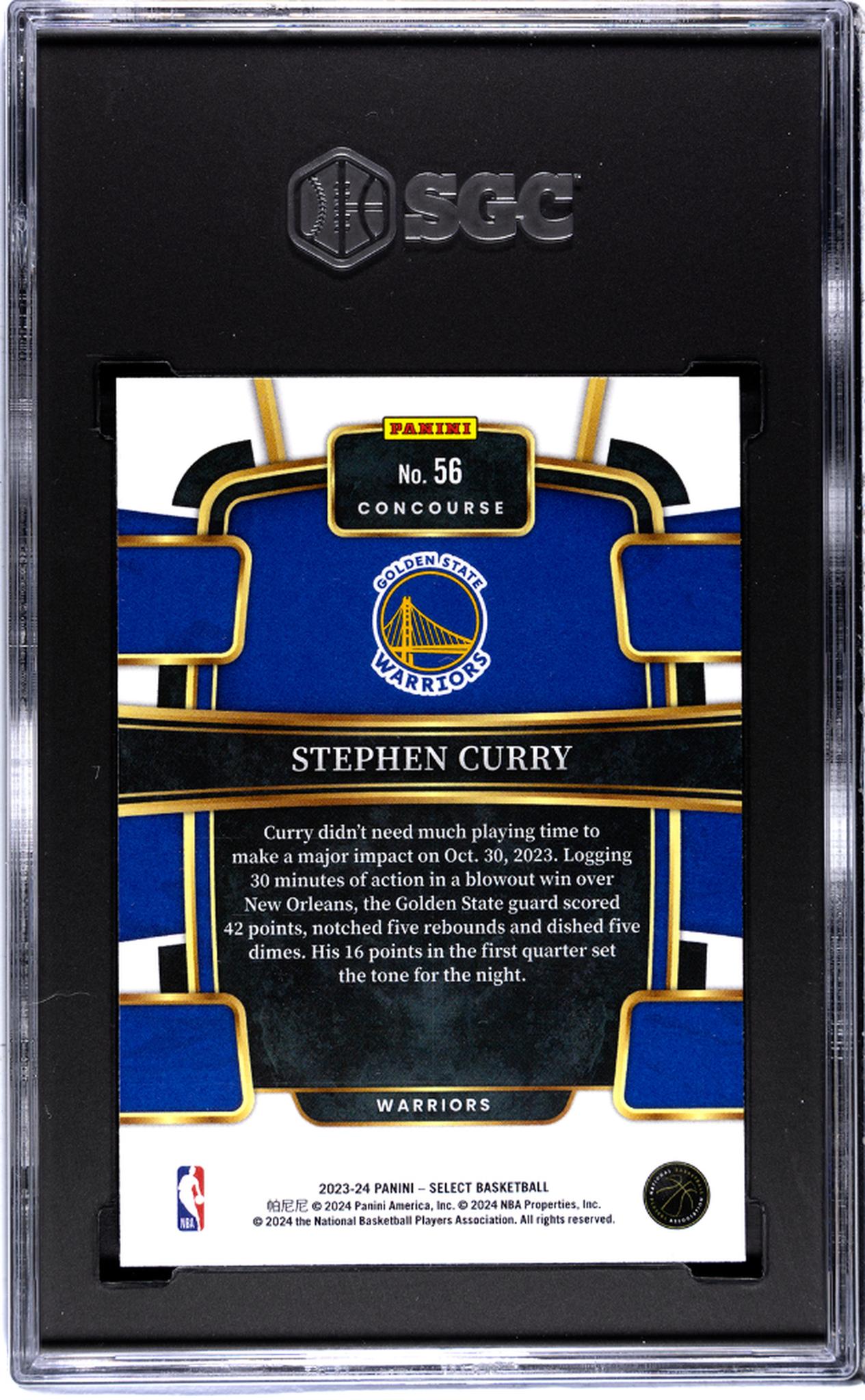 2023-24 Panini Select #56 Stephen Curry Blue SGC 10
