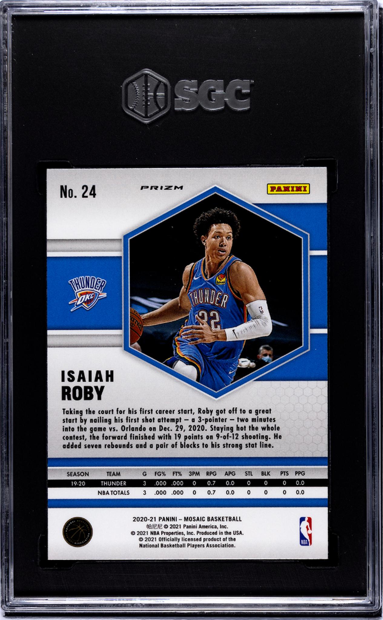 2020-21 Panini Mosaic #24 Isaiah Roby Genesis Prizm SGC 9.5