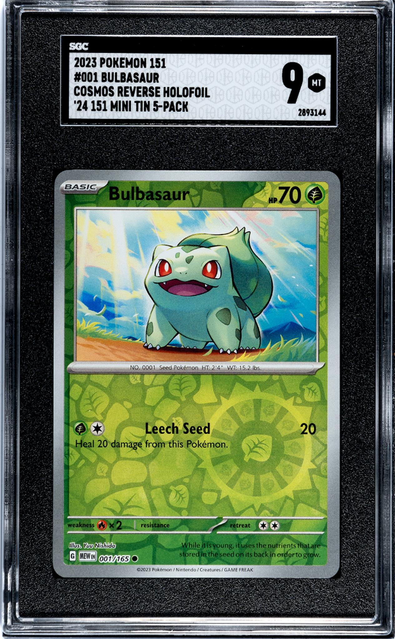 2023 Pokemon #001/165 Bulbasaur Cosmos Reverse Holofoil SGC 9
