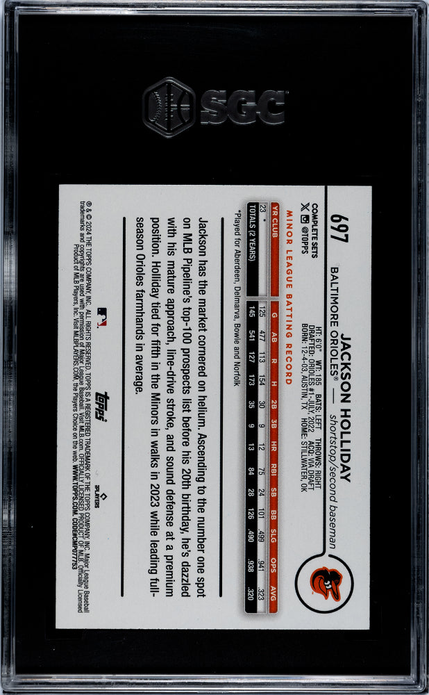2024 Topps Complete Set #697 Jackson Holliday SGC 10