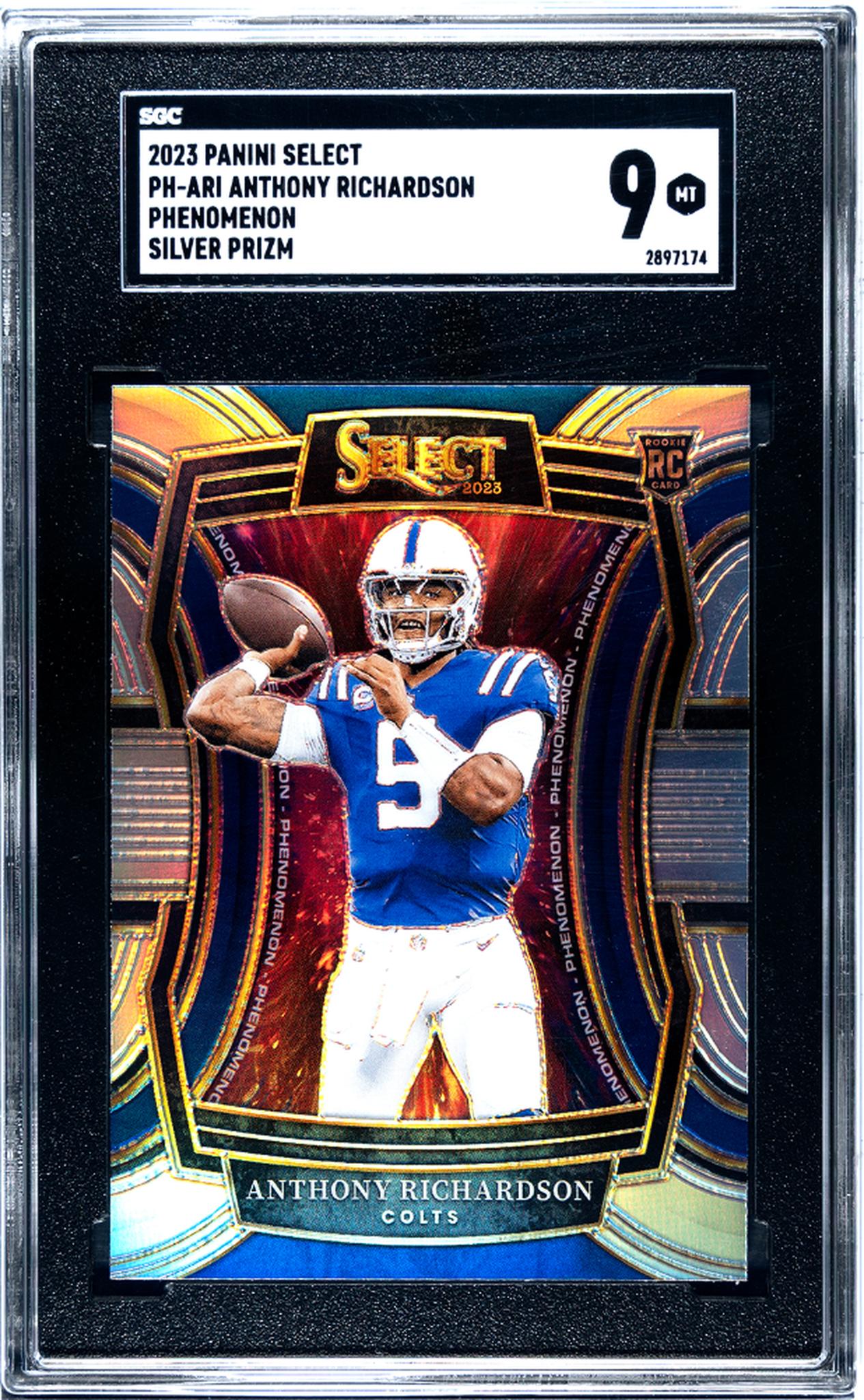 2023 Panini Select #PH-ARI Anthony Richardson Phenomenon Silver Prizm SGC 9