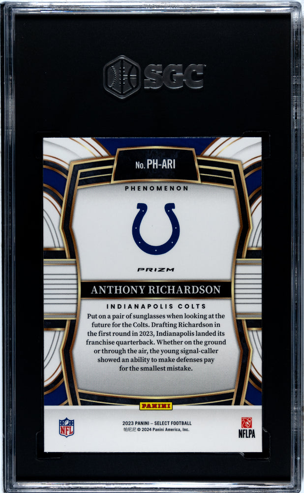 2023 Panini Select #PH-ARI Anthony Richardson Phenomenon Silver Prizm SGC 9