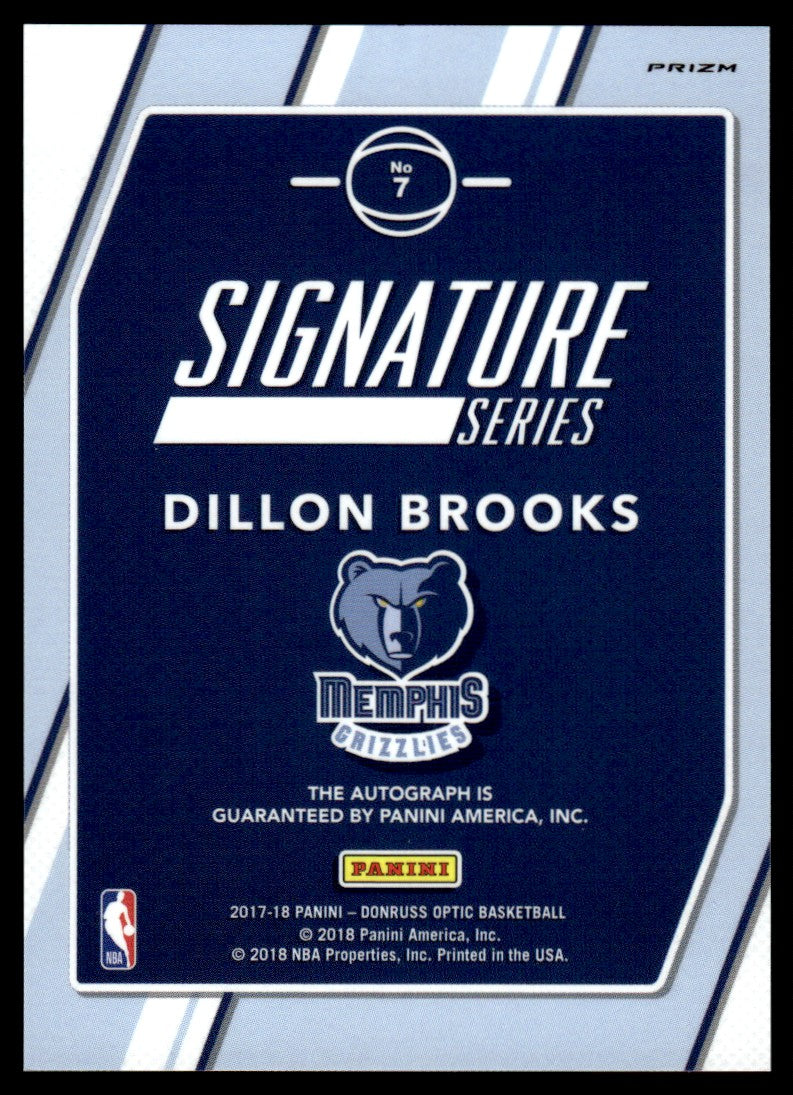 2017-18 Optic Donruss #7 Dillon Brooks Rookie Signature Series Auto RC