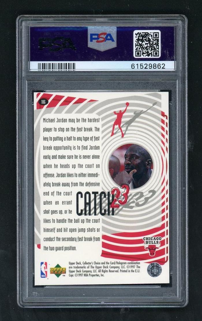 1997 Collector's Choice Catch 23 Fast Break Michael Jordan #186 PSA 9