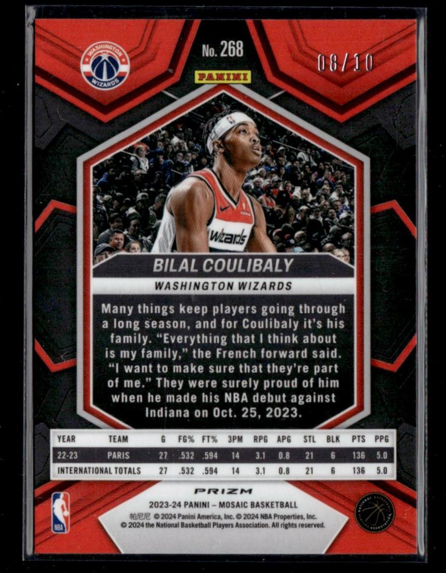 2023 Panini Mosaic NBA Debut Bilal Coulibaly #268 RC /10