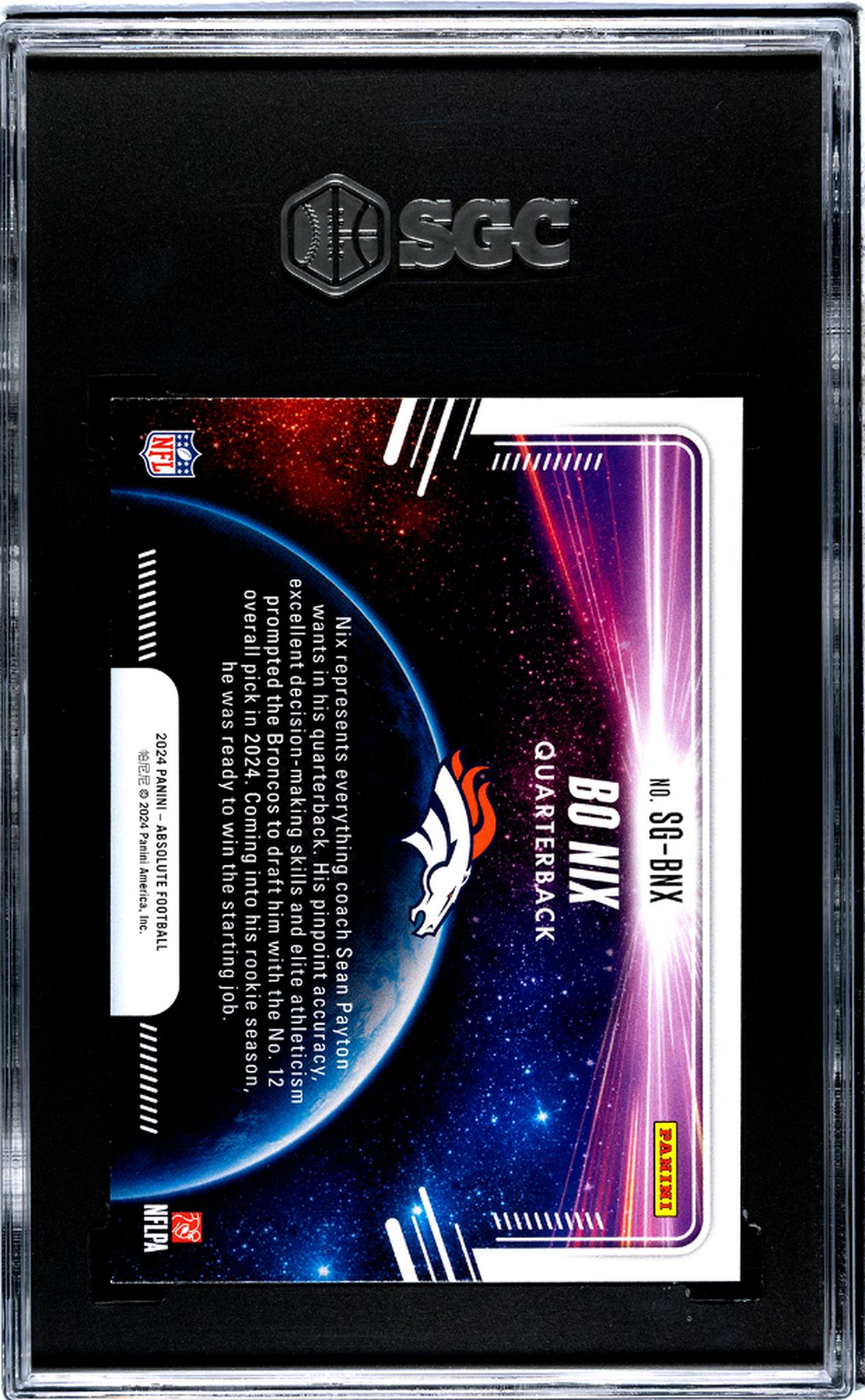 2024 Panini Absolute Star Gazing Bo Nix #SG-BNX RC SGC 9.5