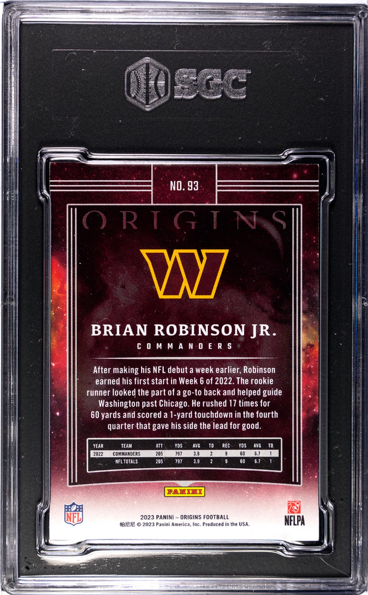 2023 Origins #93 Brian Robinson Jr. /149 SGC 8