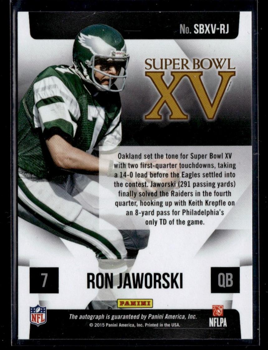 2015 Panini Super Bowl XV Ron Jaworski #SBXV-RJ Auto