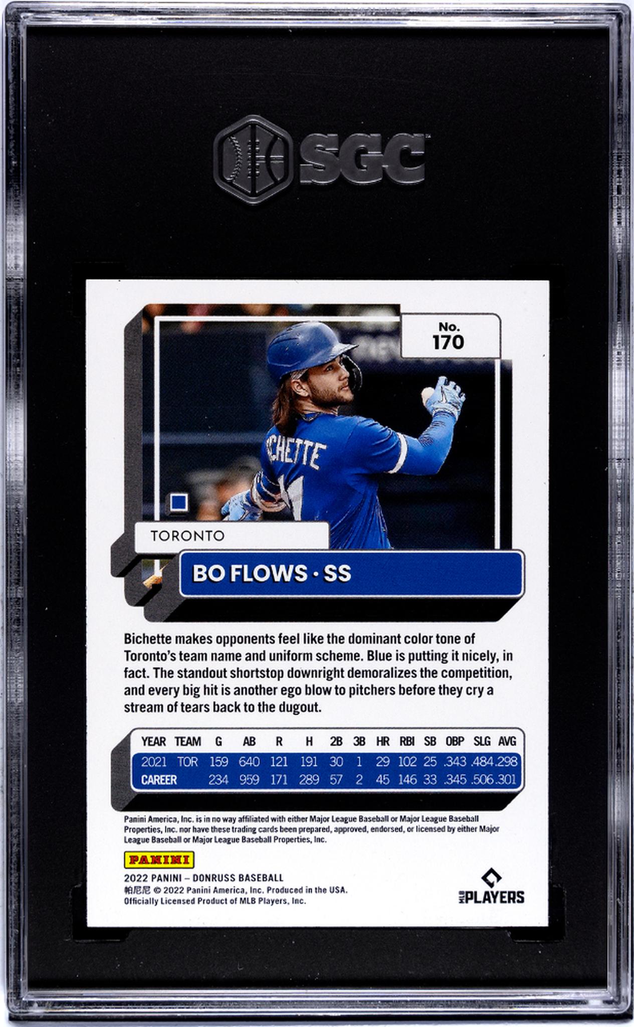 2022 Panini Donruss Bo Bichette Nickname Variation #170 SGC 9