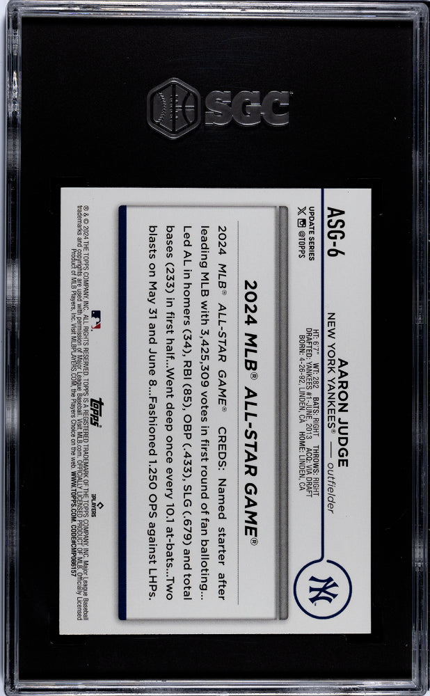 2024 Topps Update Series All-Star Game Aaron Judge #ASG-6 SGC 8.5