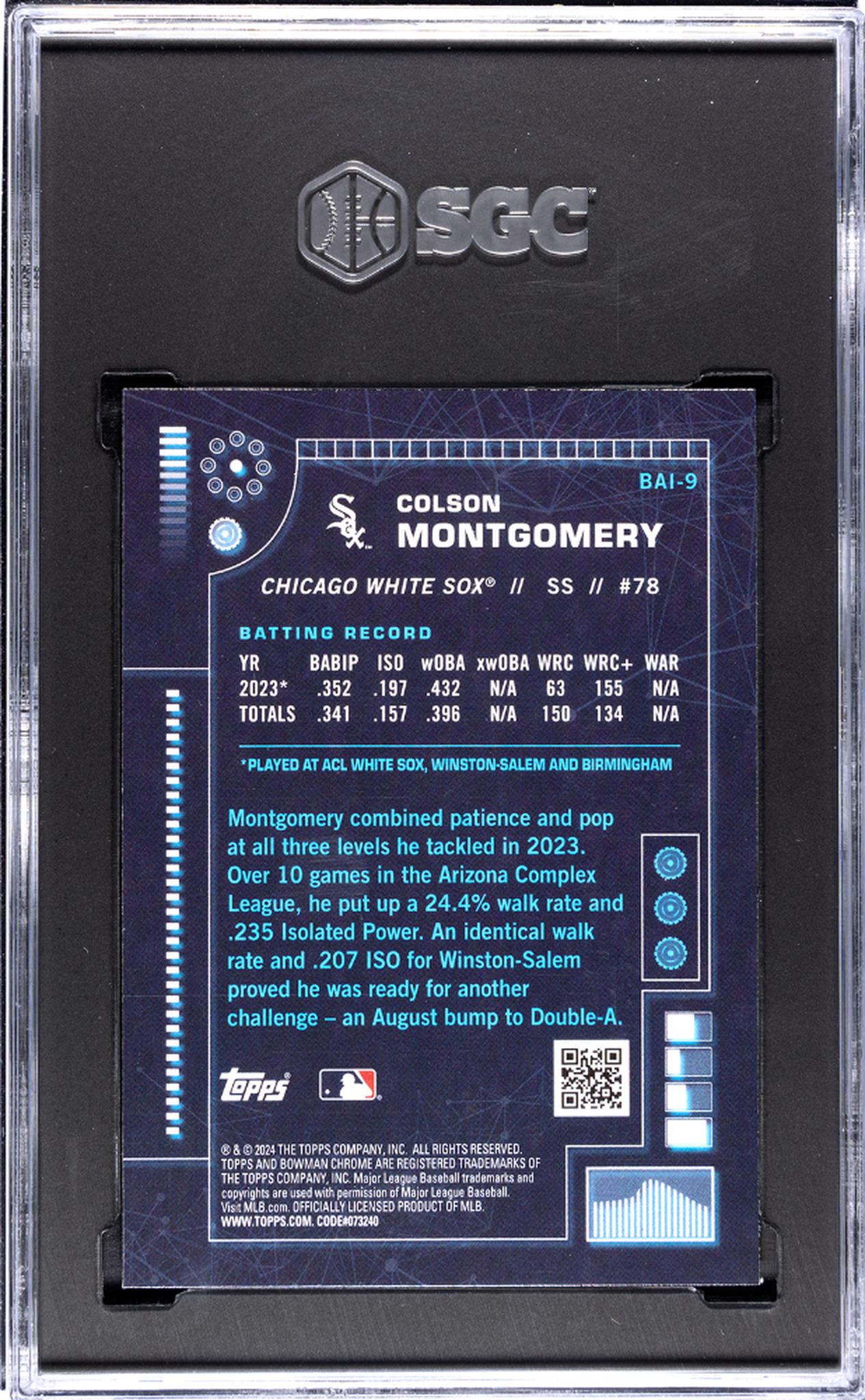 2024 Bowman Chrome Colson Montgomery #BAI-9 SGC 9.5
