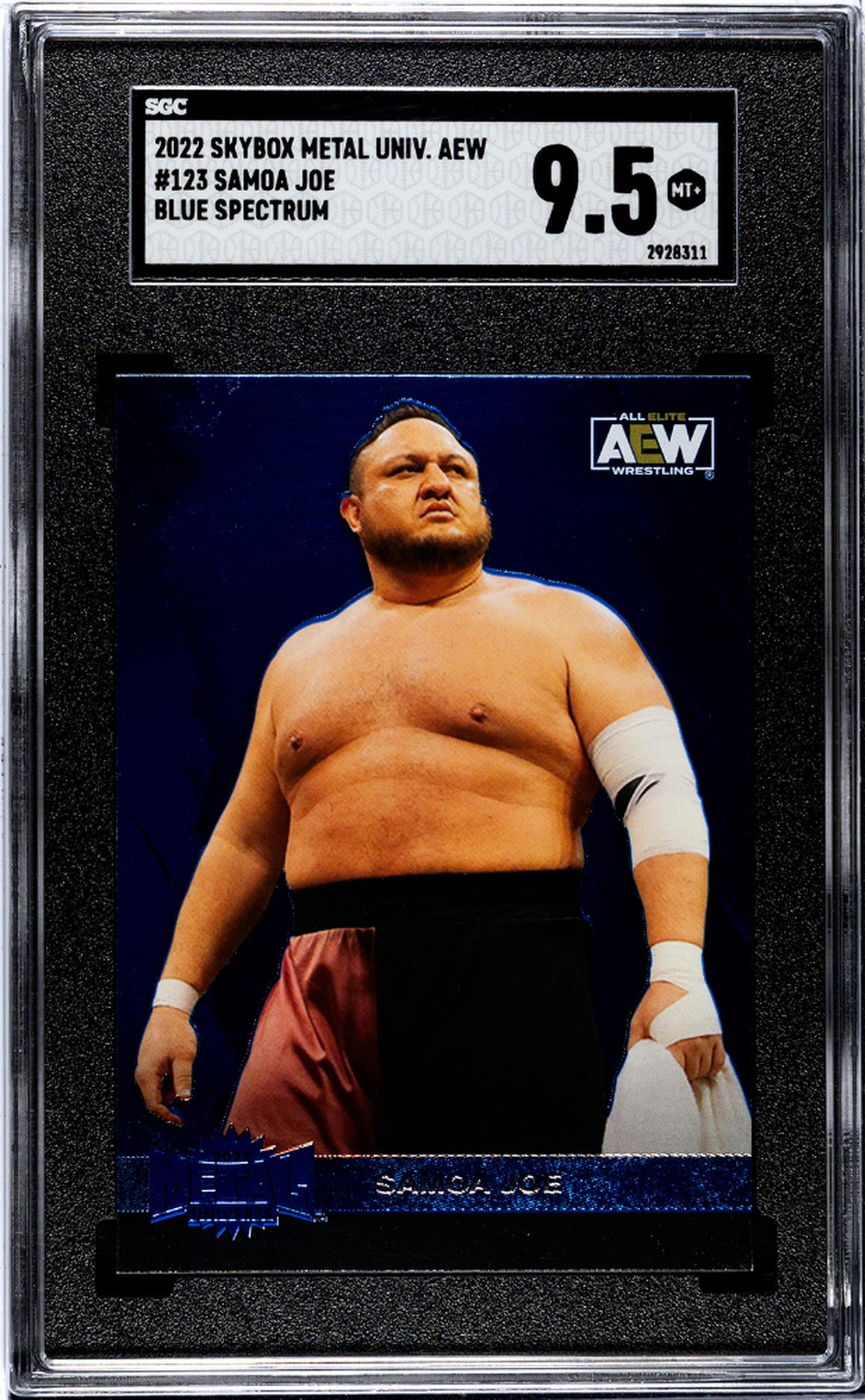 2022 Skybox Metal Universe Aew #123 Samoa Joe Blue Spectrum SGC 9.5