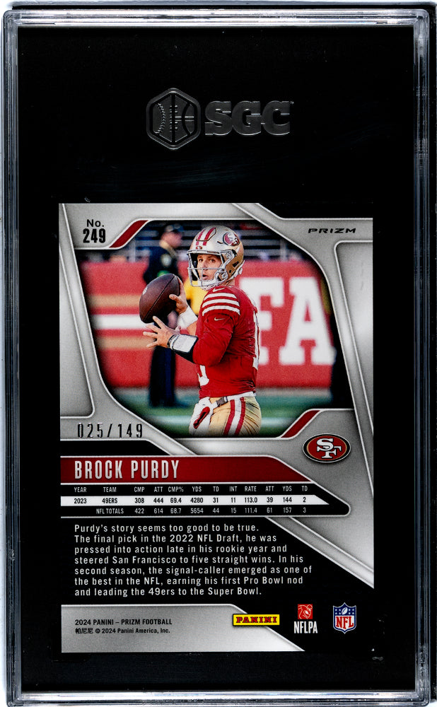 2024 Panini Prizm Red Wave Prizm Brock Purdy #249 /149 SGC 9.5