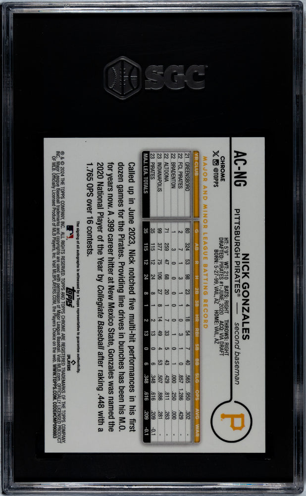 2024 Topps Chrome #AC-NG Nick Gonzales /299 SGC 9.5