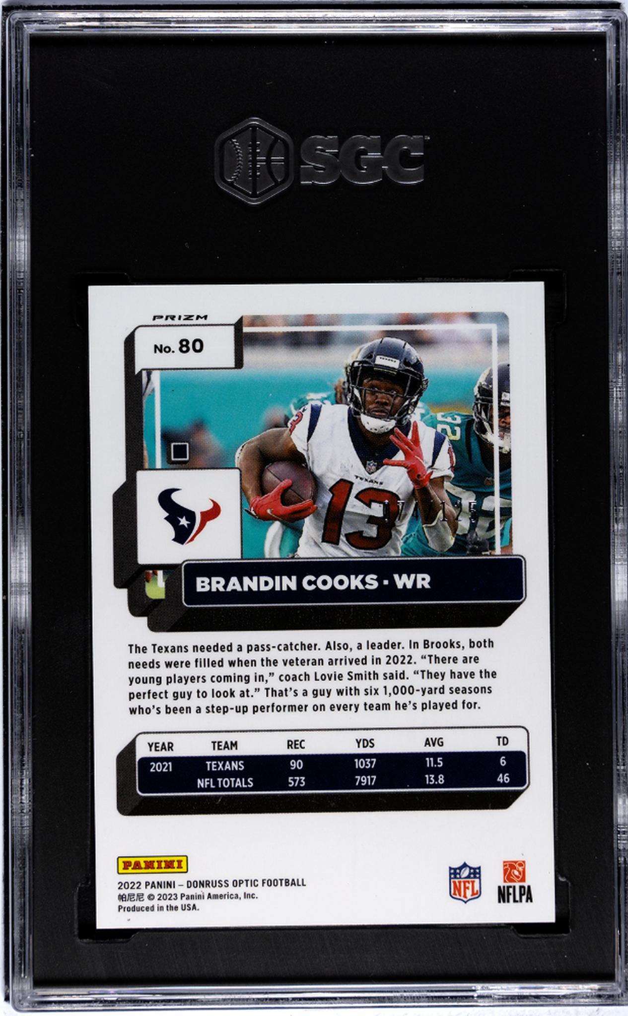 2022 Donruss Optic Silver Circles Prizm Brandin Cooks #80 /125 SGC 9.5