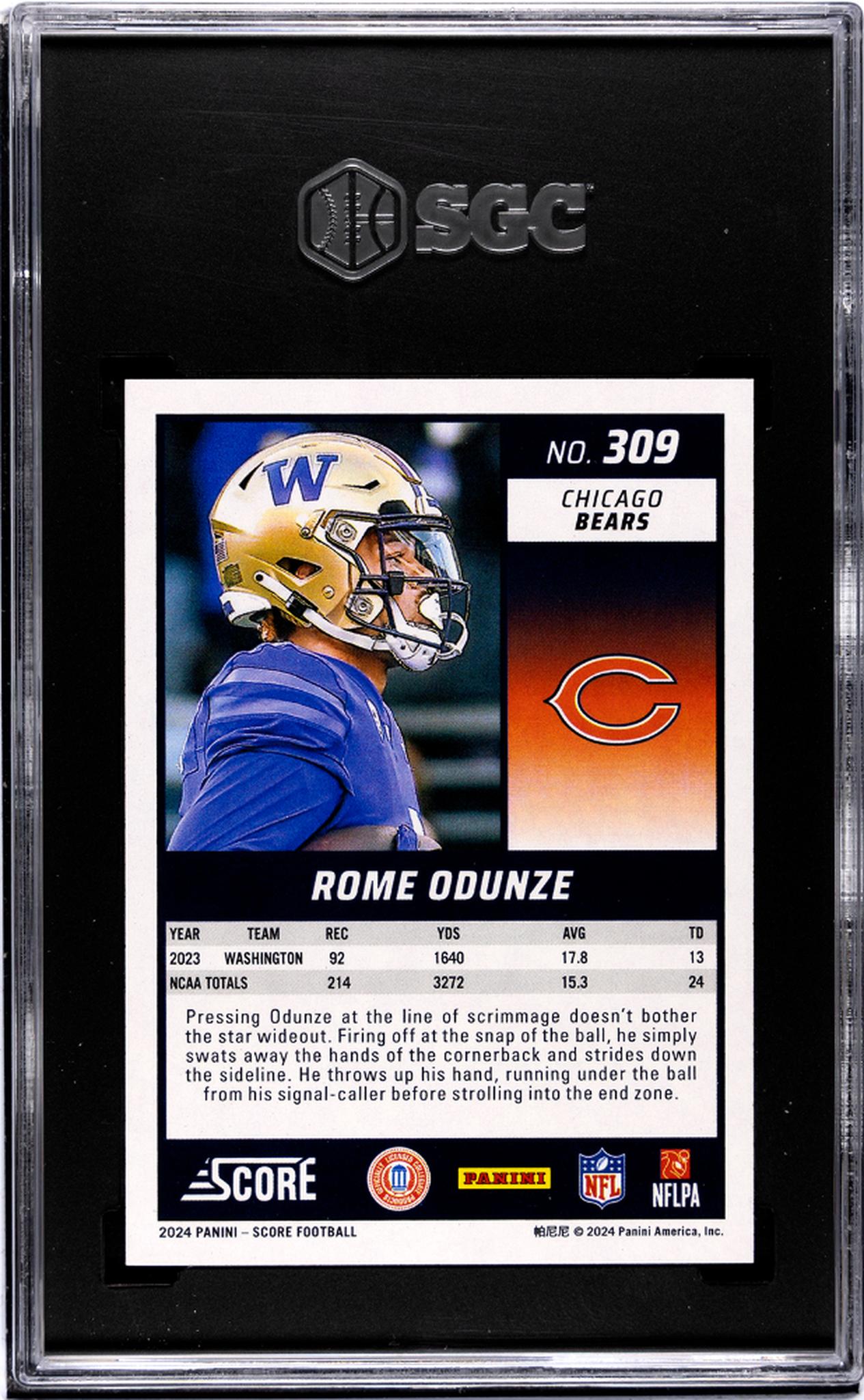 2024 Panini Score #309 Rome Odunze SGC 9.5