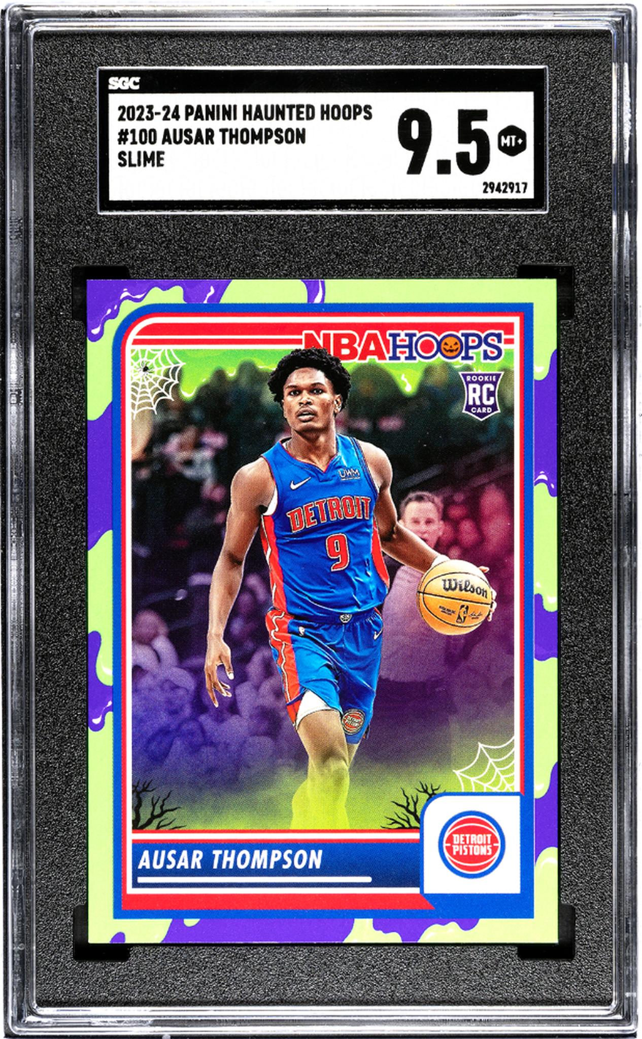 2023-24 Panini Haunted Hoops #100 Ausar Thompson Slime SGC 9.5